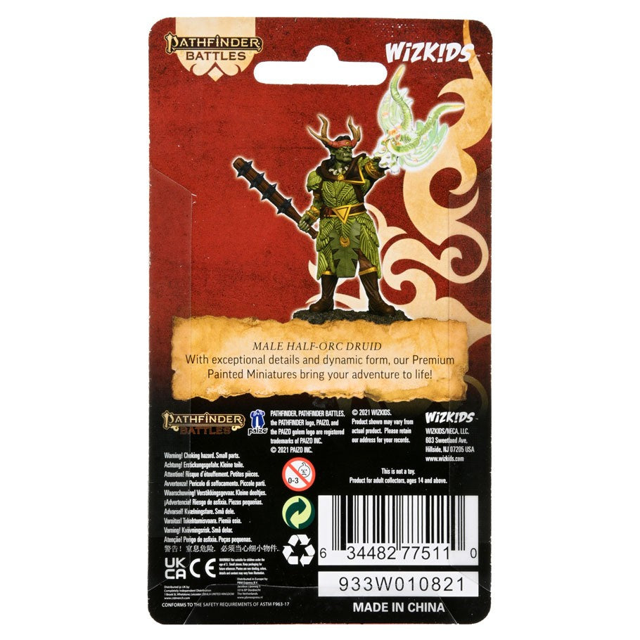 Pathfinder Battles Half-Orc Druid Male Painted Miniature - WizKids Tabletop RPG Figure