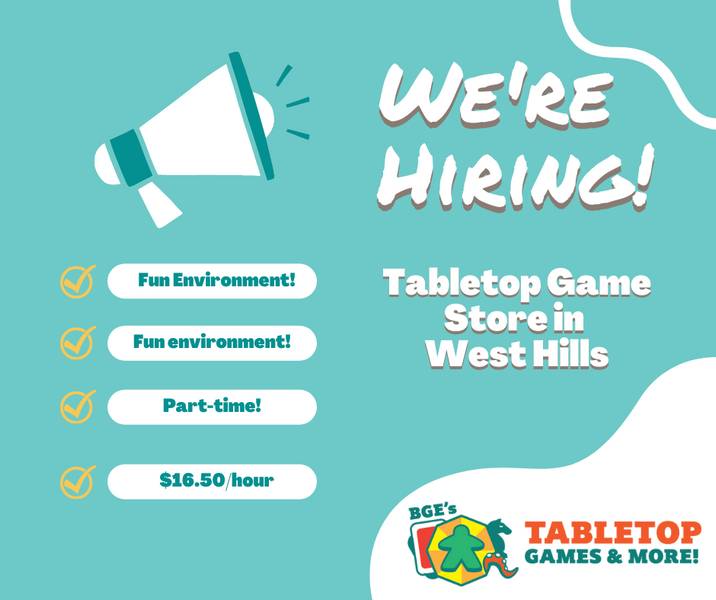 BGE's Tabletop - Part-Time Position: Tabletop Games Advocate and Salesclerk