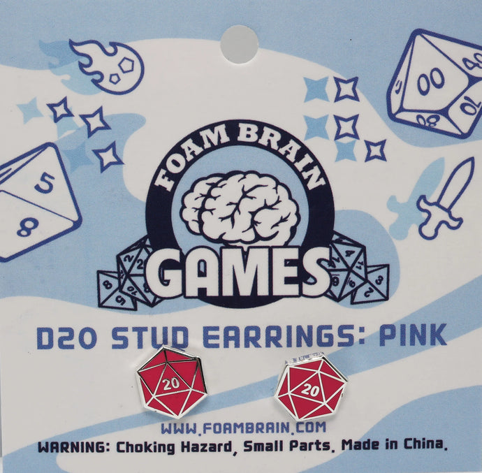D20 Stud Earrings: Pink