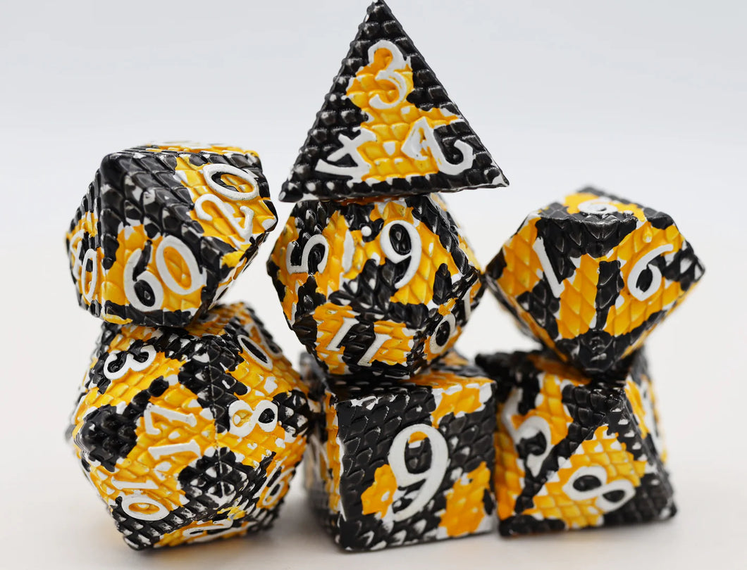 Bumblebee Dragon Scale - RPG Metal Dice Set