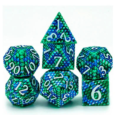 Ocean Dragon Scale RPG Metal Dice Set