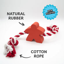 Load image into Gallery viewer, Meeple Dog Toy - Rubber and Rope - Red