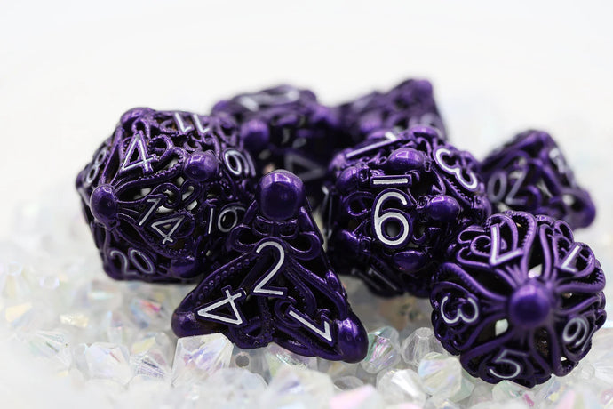 Mind Eater: Electric Purple - Hollow Metal RPG Dice Set