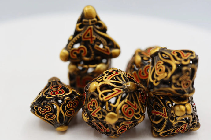 Hollow Mystic Dragon RPG Metal Dice Set (Gold)