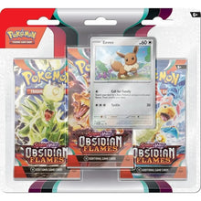 Load image into Gallery viewer, Scarlet &amp; Violet: Obsidian Flames - Three-Pack Blister (Eevee or Houndstone)