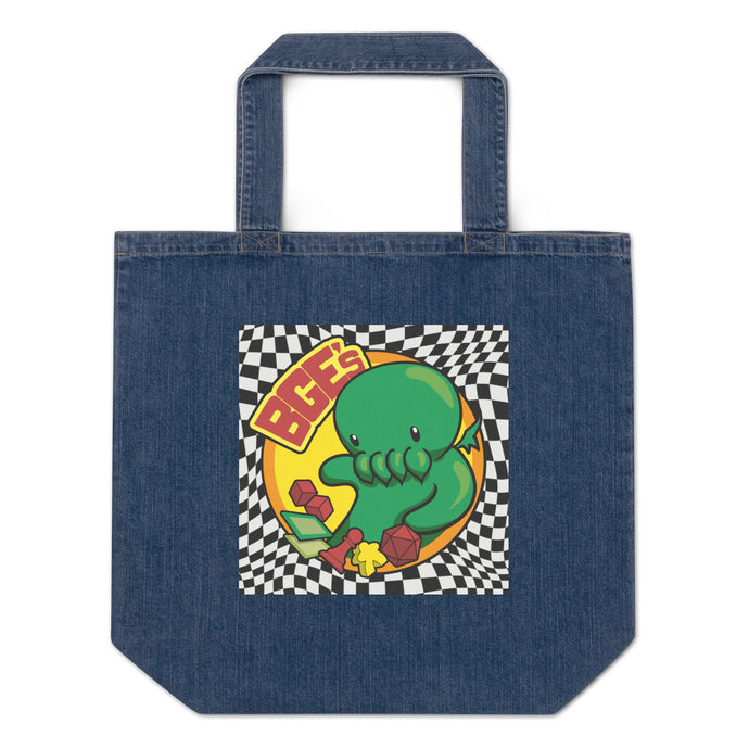 Organic denim tote bag