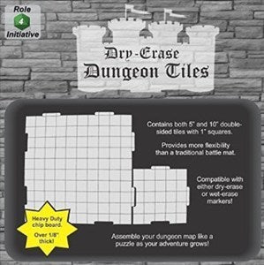 Dry Erase Dungeon Tiles - Combo Pack of Four 10` and Sixteen 5` Interlocking Tiles
