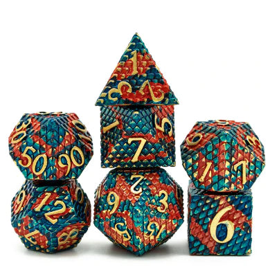 Blue-Fire Dragon Scale - RPG Metal Dice Set