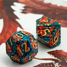 Load image into Gallery viewer, Blue-Fire Dragon Scale - RPG Metal Dice Set