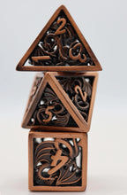 Load image into Gallery viewer, Hollow Copper Dragon RPG Metal Dice Set