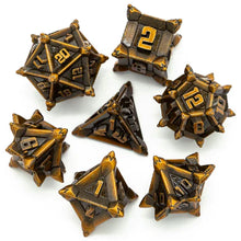 Load image into Gallery viewer, Golden Flail - RPG Metal Dice Set