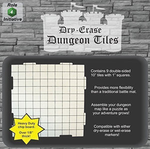 Dry Erase Dungeon Tiles - Pack of Nine 10` Interlocking Tiles