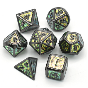 Color Shifting Fields of Green RPG Metal Dice Set