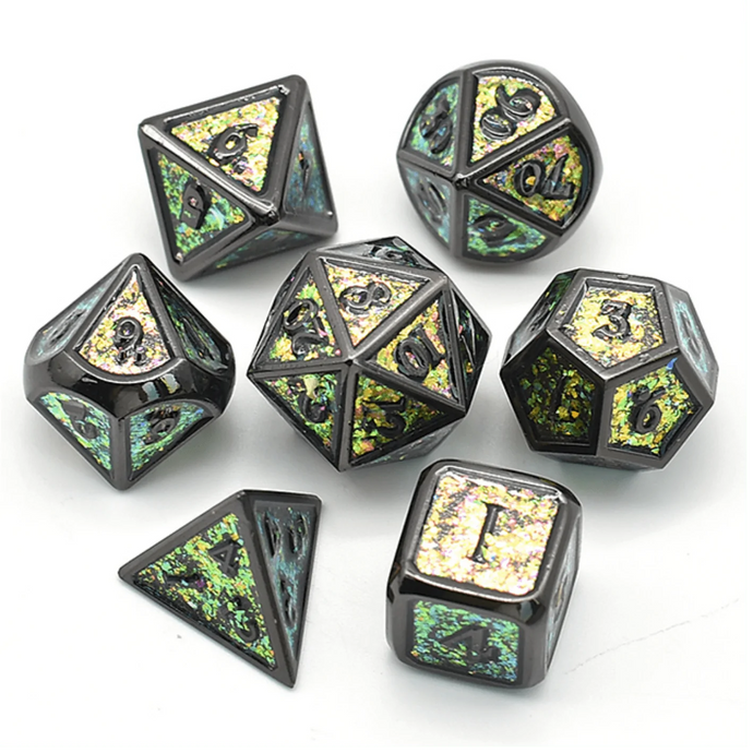 Color Shifting Fields of Green RPG Metal Dice Set