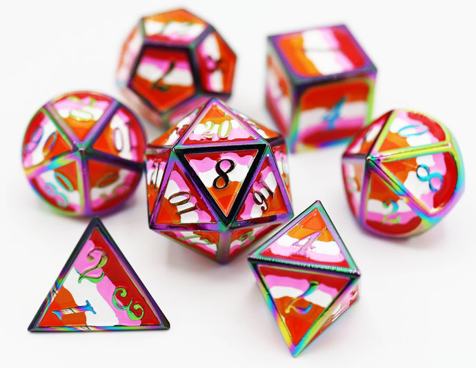 Lesbian Pride Flag - RPG Metal Dice Set