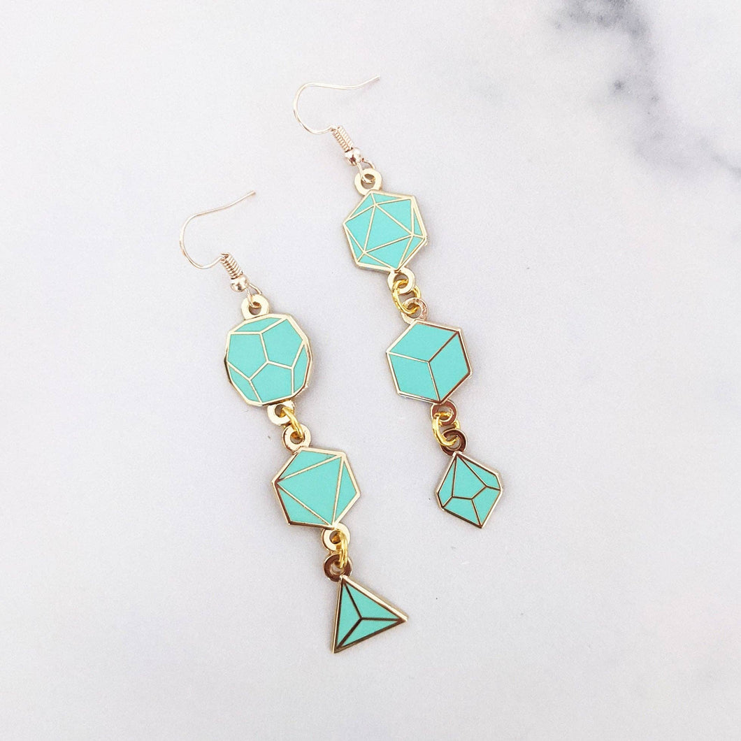 Roll the Teal Dice - Dangle Earrings