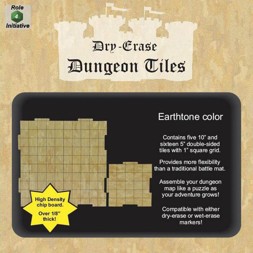 Dry Erase Dungeon Tiles: Earthtone - Combo Pack of 5 Ten Inch and 16 Five Inch Squares