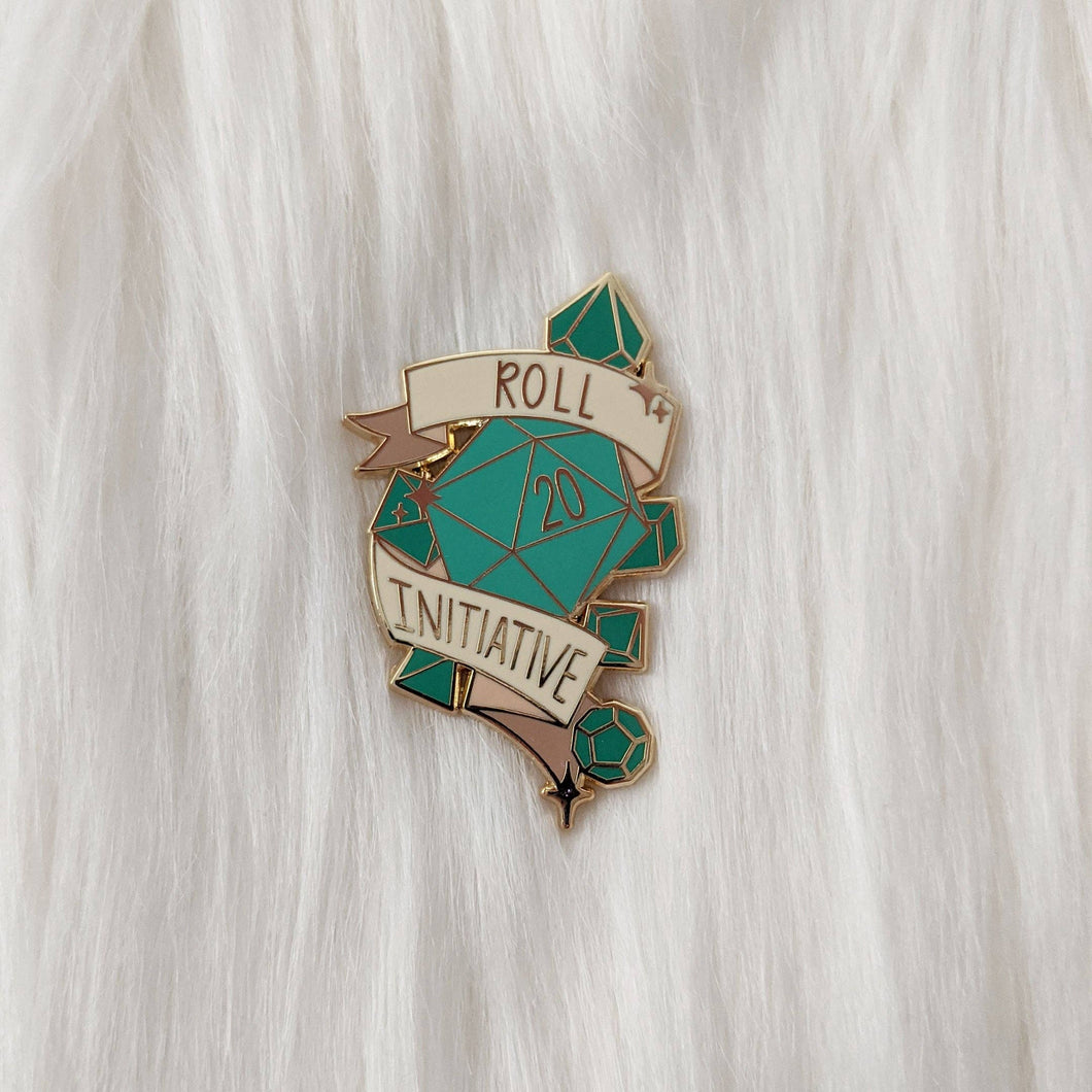 Roll Initiative - Enamel Pin: Green