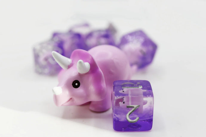 Pink Triceratops RPG Dice Set